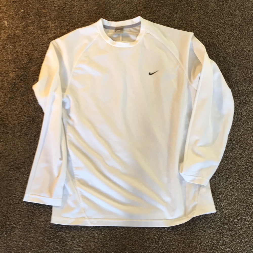 White Nike Long Sleeve Thin Sports Shirt